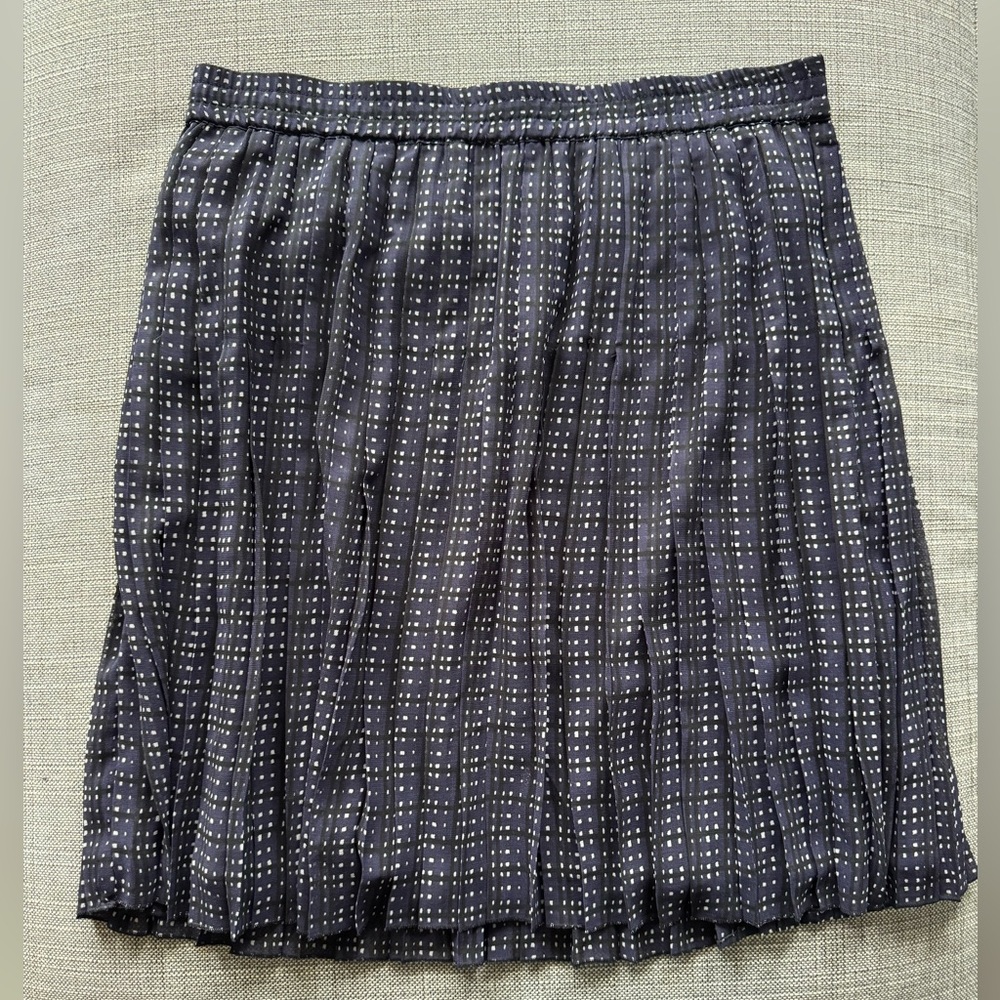 LOFT Navy, Black, and White A-Line Pleated Mini Skirt